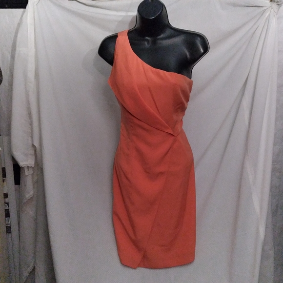 SACHIN + BABI Cantaloupe One-Shoulder Faux Wrap Dress, size 2 - Picture 2 of 11